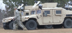 National Guard and Humvees near Cannonball