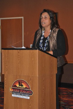 Winona laduke, executive director of honor the earth, speaks at standing rock hearing - photo by c.s. hagen