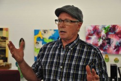 Steve Revland talks about the start project at his studio on broadway called - photo by C.S. Hagen