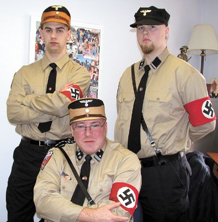 At center - 2007 Nazi party presidential candidate John Bowles, (left) Nick Chappell and Kevin Swift - photo by NSM International