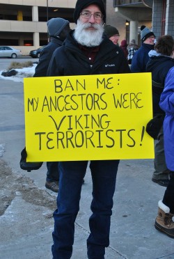 Bruce Holmberg  traveled from Detroit Lakes, Minnesota to join the rally in Fargo - photo by C.S. Hagen