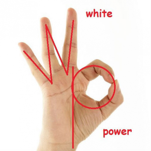 The white power hand signal as explained by Anonymous