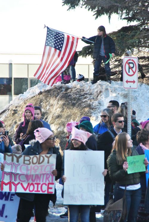 2018 Women's March in Fargo began and ended at the Civic Center - photograph by C.S. Hagen
