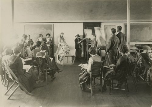 Figure drawing at NDSU - photograph courtesy of NDSU Archives