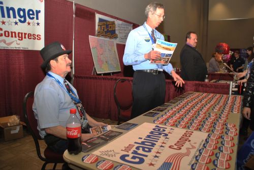 Table for John Grabinger running for Congress - photograph by C.S. Hagen