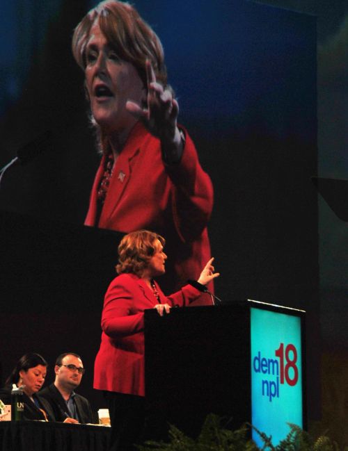 Senator Heidi Heitkamp seeking endorsement from the ND Dem-NPL - photograph by C.S. Hagen