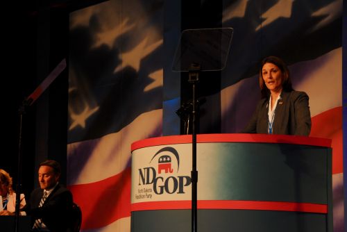 Tiffany Abentroth at the ND GOP Convention - photograph by C.S. Hagen