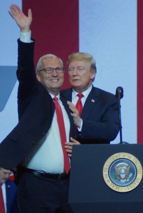 President Donald Trump and Congressman Kevin Cramer - photograph by C.S. Hagen