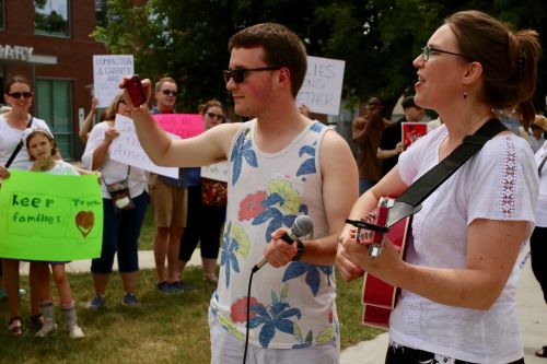 The MoveOn rally attracted more than 200 people in Fargo - photograph by C.S. Hagen