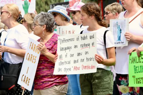 The MoveOn rally attracted more than 200 people in Fargo - photograph by C.S. Hagen