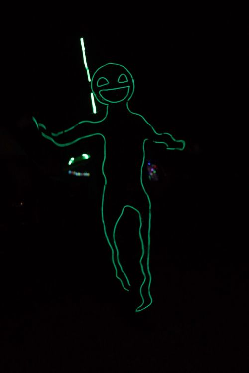 LED man at the campground - photograph by Raul Gomez