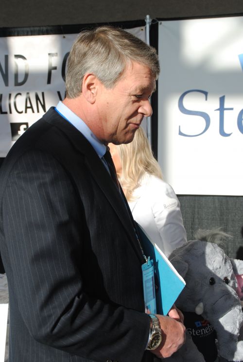 Current North Dakota Attorney General Wayne Stenehjem at the GOP Convention - photograph by C.S. Hagen