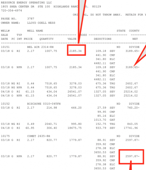 Example of LLoyd Ness's royalty check with approximately $1,779 sold and $4288 deducted causing a negative amount - provided by Lloyd Ness