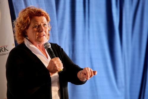 U.S. Senator Heidi Heitkamp calls herself the chief bitch-er when bringing up farmers' issues in Washington D.C. - photograph by C.S. Hagen