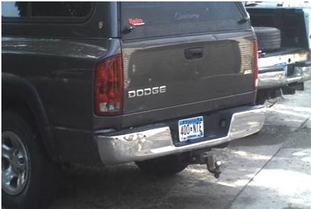 Dodge Ram pickup truck license plate 400NTE - photograph provided by Fargo Police