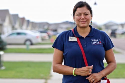 Ruth Buffalo, running for the North Dakota House of Representatives for West Fargo's District 27 - photograph by C.S. Hagen