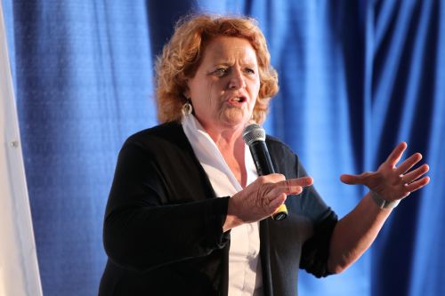 U.S. Senator Heidi Heitkamp speaking - photograph by C.S. Hagen