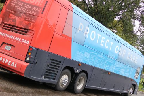 Protect Our Care bus making its way across the nation - photograph by C.S. Hagen