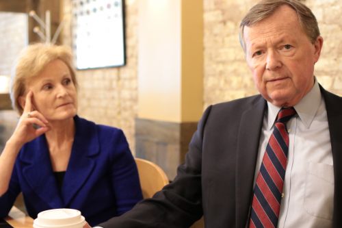 Former U.S. Representative for North Dakota Earl Pomeroy and former Deputy Secretary of Health and Human Services Mary Wakefield - photograph by C.S. Hagen