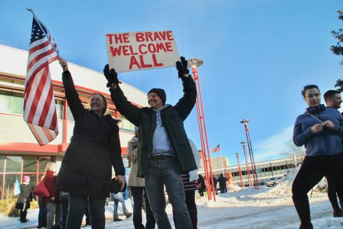 Fargo residents march against hate in early 2018 - photograph by C.S. Hagen