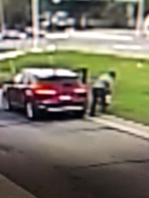 Grainy video footage of a person stealing yard signs in Moorhead - Facebook