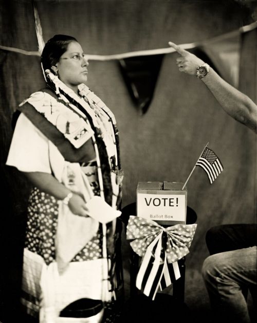 Margaret Landin and Dan Francis - Necessary P.O. Box Not Allowed - wet plate collodion photograph by Shane Balkowitsch recently named Shadow Catcher in Hidatsa