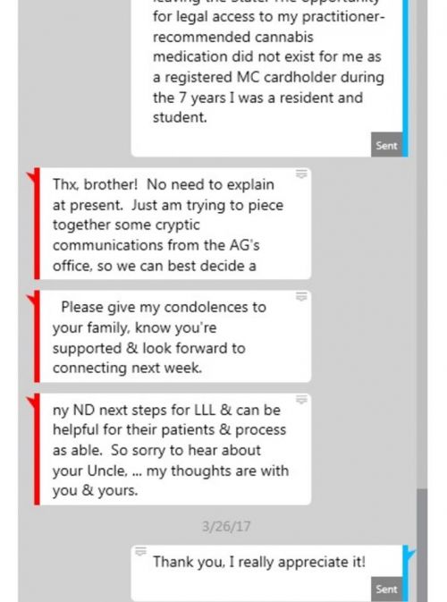 Second screenshot of messages between Andrew Bachman and Andre Thom