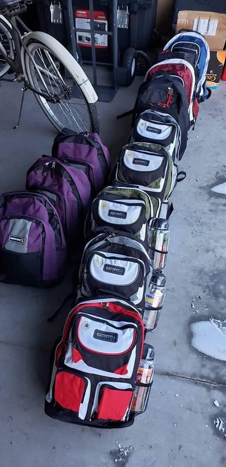 Backpacks for the homeless - photograph by Blye Dalluge