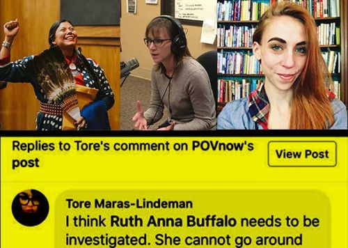 Left to right - Representative Ruth Buffalo, Representative Karla Rose Hanson, and writer Josie Danz. 