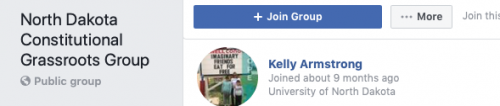 Congressman Kelly Armstrong's personal account linked to the ND Constitutional Grassroots Group - Facebook