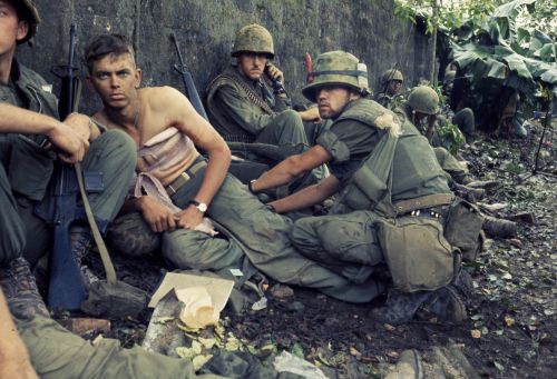 Twentieth century angel of mercy — Navy Hospital Corpsman D. R. Howe - Glencoe, MN treats the wounds of Private First Class D A. Crum - Fifth Marine Regiment during Operation Hue City - Sergeant William F. Dickman, February 6, 1968