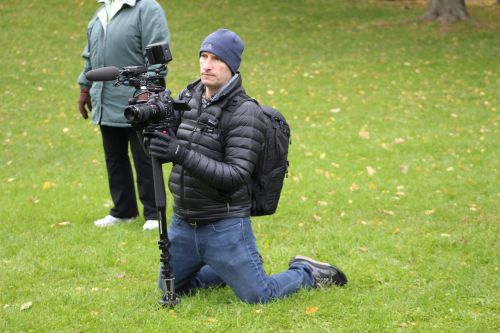 Filmmaker Chris Newberry captures the festivities at the Third Annual Running HOME for Jacob 5K - photograph by Emily Busch