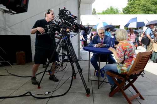 Kevin Zavian left appraises an item at the ANTIQUES ROADSHOW production event on Monday, May 13, 2019 at the Crocker Art Museum in Sacramento, CA. - photograph by Meredith Nierman for WGBH