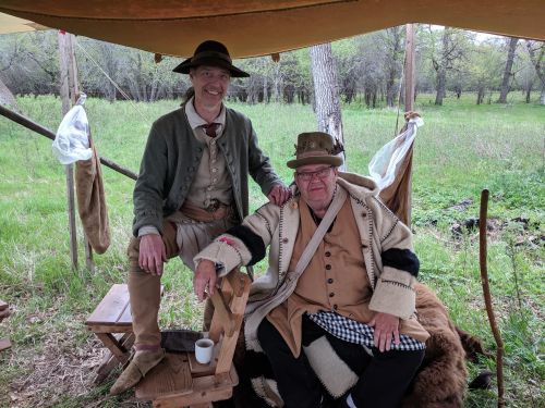 High Plains Regional Rendezvous participants wearing fur trader era clothing - photograph by Ryan Janke