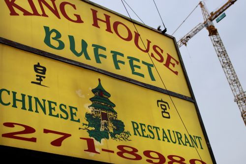 King House Buffet and Kilbourne Group's Block 9 construction in background - photograph by C.S. Hagen