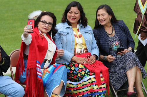 Native politicians - South Dakota's Tamara St. John, Fargo's Ruth Buffalo, and New Mexico's Debra Haaland - photograph by C.S. Hagen