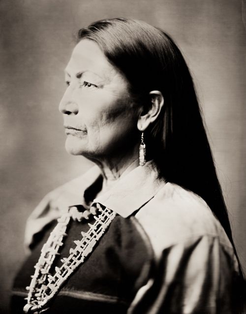 Original scan of glass wet plate - Congresswoman Debra Haaland captured in the historic wet plate collodian process of pure silver on glass - wet plate photograph by Shane Balkowitsch