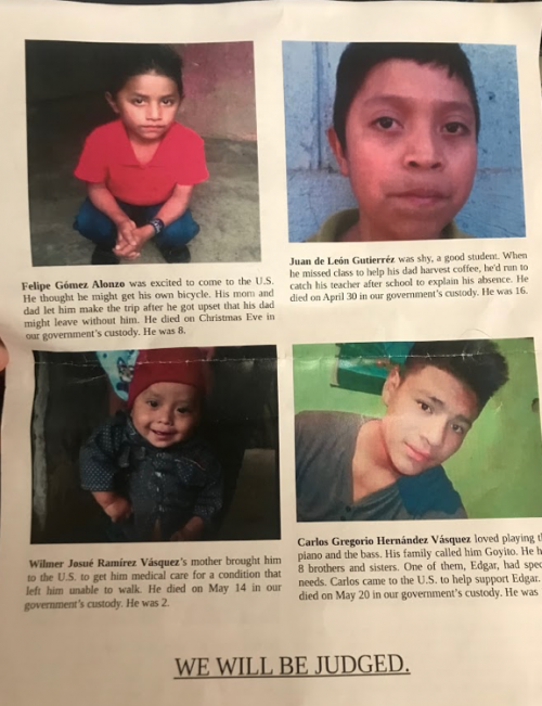 Poster of children who have died along the southern border - photograph by Melissa Gonzalez