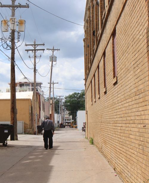 Lowell Busching in Valley City - photograph by C.S. Hagen