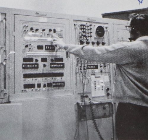 Lowell Busching while at a tracking station - photograph by C.S. Hagen