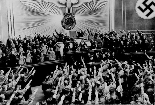 Hitler giving a speech - the National Archives