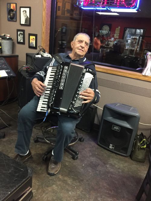 Victor Wald on an accordion - photograph provided by Carmen Rath-Wild