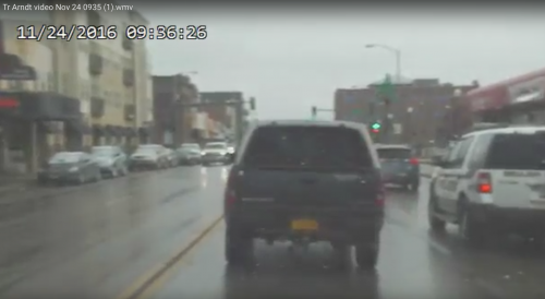 Police dashcam footage of Aaron Dorn's car - police dash cam screenshot