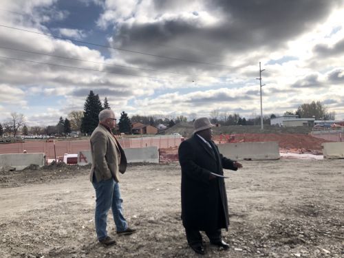 Minnesota Gov. Tim Walz (left) and Moorhead Mayor Jonathan Judd - photograph by Bryce Haugen