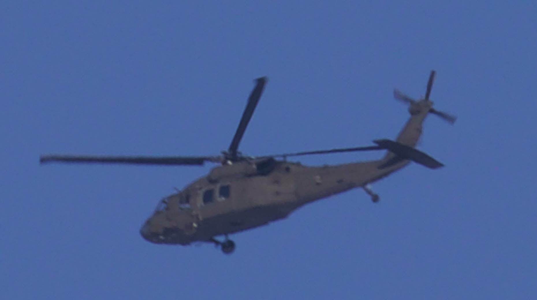 Black helicopter flying over the Standing Rock camps - photo provided by Myron Dewey