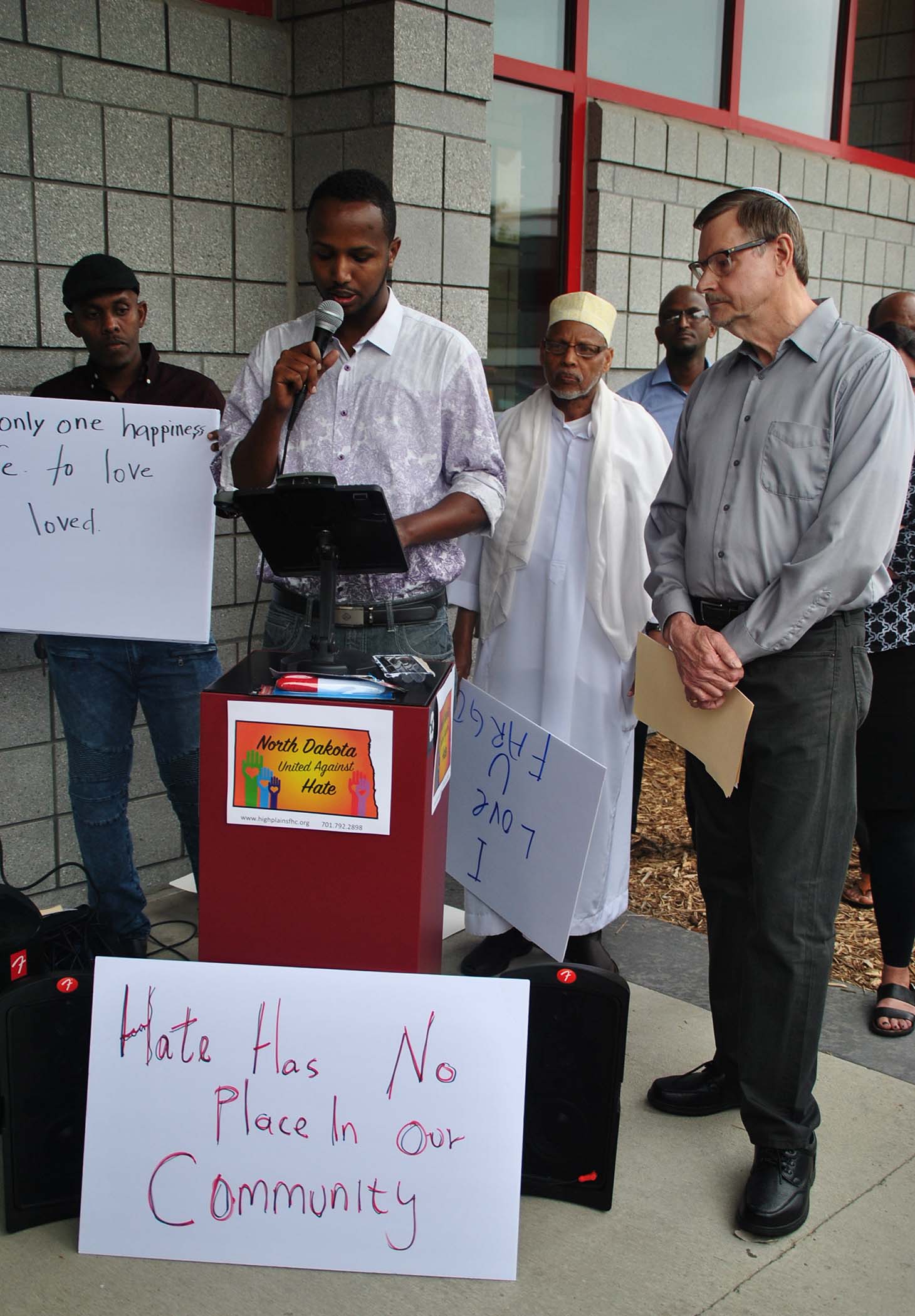 Hukun Abdullahi and David Myers at the rally - photo by C.S. Hagen