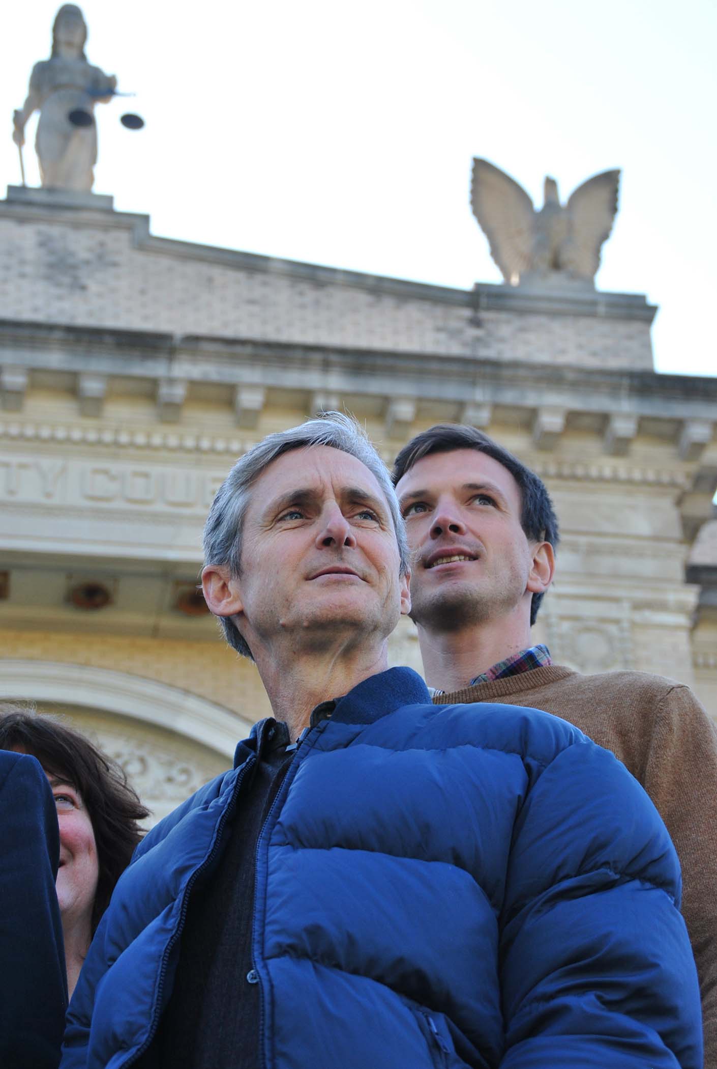 Michael Foster and Samuel Jessup halfway through the trial - photo by C.S. Hagen