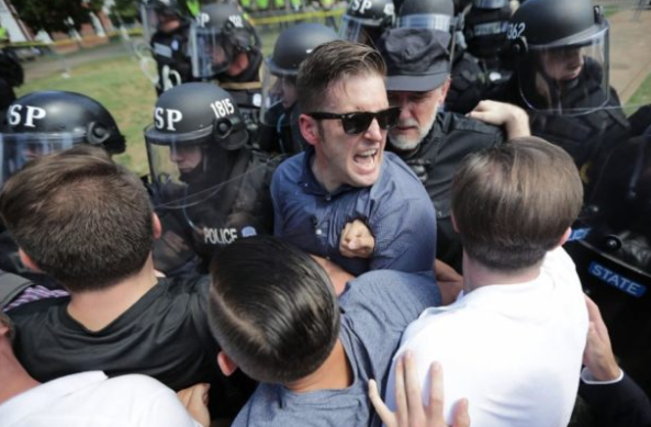 Richard Spencer and white-right activists facing police line - online sources
