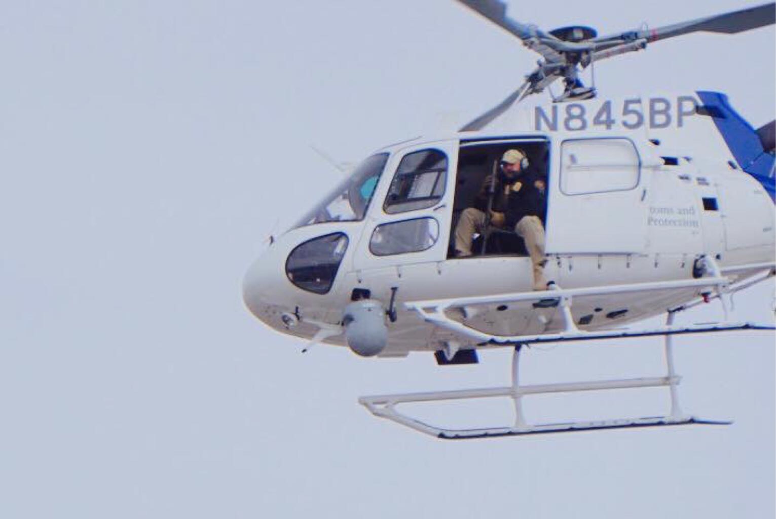 The omnipresent white helicopter over Standing Rock camps - photo provided by Myron Dewey